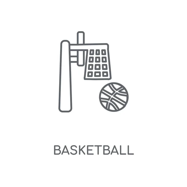 篮球线性图标 篮球概念笔画符号设计 薄的图形元素向量例证 在白色背景上的轮廓样式 Eps — 图库矢量图片