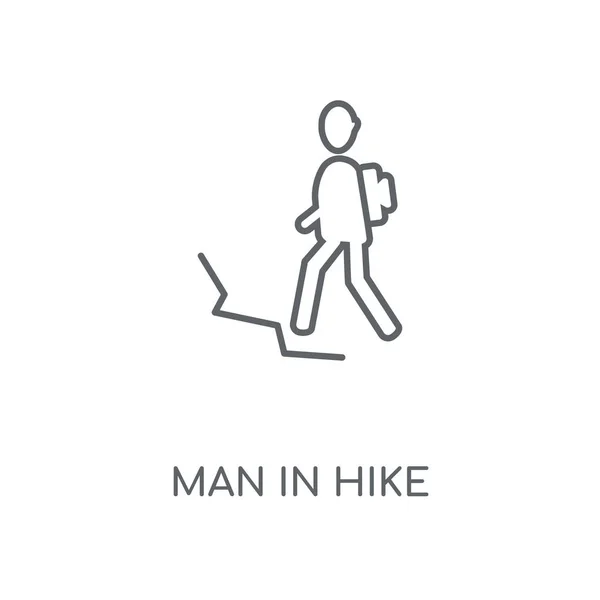 Линейная Икона Человек Походе Концепция Man Hike Тонкие Графические Элементы — стоковый вектор