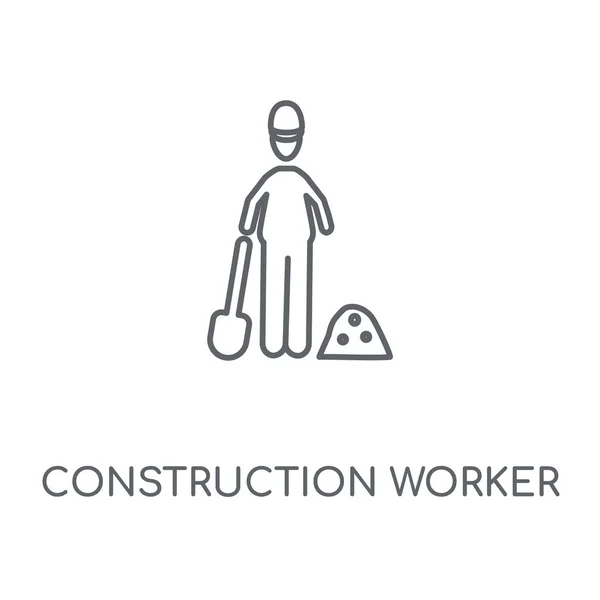 建設労働者の線形アイコン 建設労働者概念ストローク シンボル デザイン 薄いグラフィック要素ベクトル イラスト 白い背景 Eps の概要パターン — ストックベクタ
