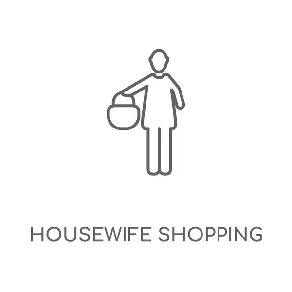 Hausfrau Einkaufen Lineares Symbol Hausfraueneinkaufskonzept Und Symboldesign Dünne Grafische Elemente — Stockvektor