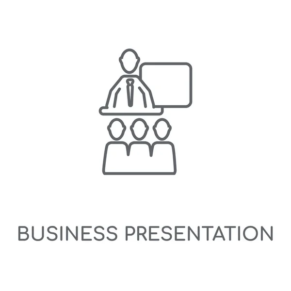 ビジネス プレゼンテーションの線形アイコン ビジネス プレゼンテーション コンセプト ストローク シンボル デザイン 薄いグラフィック要素ベクトル イラスト — ストックベクタ
