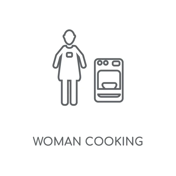 Mujer Cocinando Icono Lineal Mujer Concepto Cocina Trazo Símbolo Diseño — Vector de stock