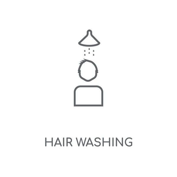 髪洗濯線形アイコン 髪を洗うストローク シンボル デザインのコンセプト 薄いグラフィック要素ベクトル イラスト 白い背景 Eps の概要パターン — ストックベクタ
