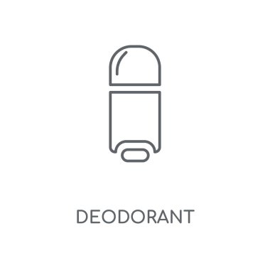 Deodorant doğrusal simgesi. Deodorant kavramı kontur sembolü tasarım. İnce grafik öğeleri illüstrasyon, beyaz bir arka plan, eps 10 anahat desen vektör.