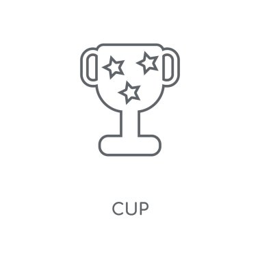 Kupası doğrusal simgesi. Kavramı kontur sembol tasarlamak. İnce grafik öğeleri illüstrasyon, beyaz bir arka plan, eps 10 anahat desen vektör.