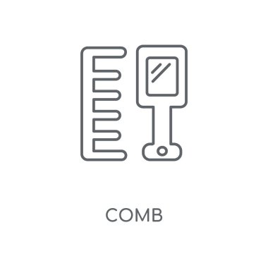 Tarak doğrusal simgesi. Kavramı kontur sembolü tasarım tarak. İnce grafik öğeleri illüstrasyon, beyaz bir arka plan, eps 10 anahat desen vektör.