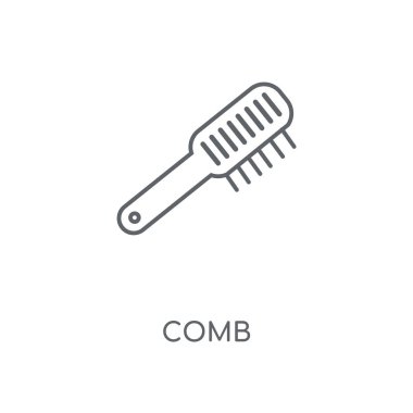 Tarak doğrusal simgesi. Kavramı kontur sembolü tasarım tarak. İnce grafik öğeleri illüstrasyon, beyaz bir arka plan, eps 10 anahat desen vektör.