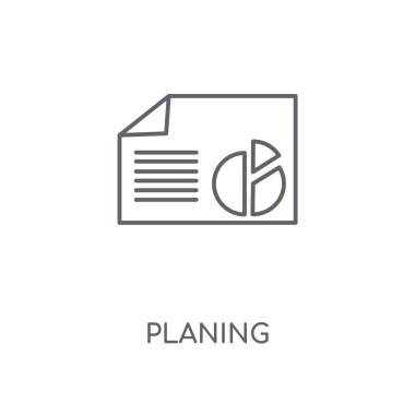 Planya doğrusal simgesi. Planya kavramı kontur sembolü tasarım. İnce grafik öğeleri illüstrasyon, beyaz bir arka plan, eps 10 anahat desen vektör.
