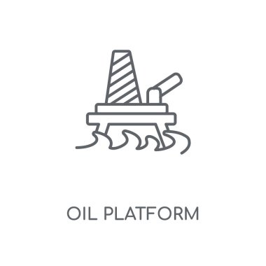 Petrol platformu doğrusal simgesi. Petrol platformu kavramı kontur sembolü tasarım. İnce grafik öğeleri illüstrasyon, beyaz bir arka plan, eps 10 anahat desen vektör.