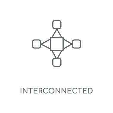 Birbirine bağlı doğrusal simgesi. Birbirine bağlı kavramı kontur sembolü tasarım. İnce grafik öğeleri illüstrasyon, beyaz bir arka plan, eps 10 anahat desen vektör.