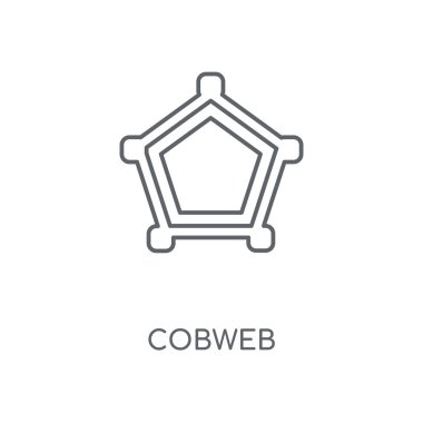 Örümcek ağı doğrusal simgesi. Örümcek ağı kavramı kontur sembolü tasarım. İnce grafik öğeleri illüstrasyon, beyaz bir arka plan, eps 10 anahat desen vektör.