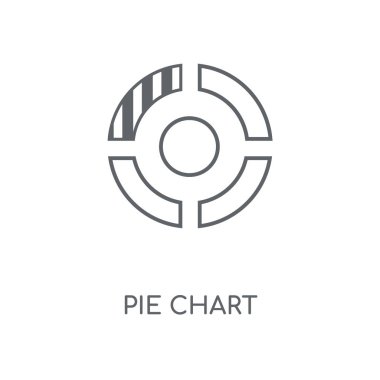 Pasta grafiği doğrusal simgesi. Pasta grafiği kavramı kontur sembolü tasarım. İnce grafik öğeleri illüstrasyon, beyaz bir arka plan, eps 10 anahat desen vektör.