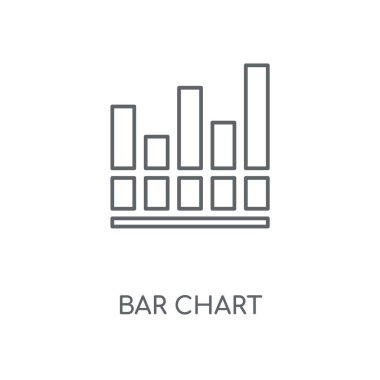 Çubuk grafik doğrusal simgesi. Çubuk grafik kavramı kontur sembolü tasarım. İnce grafik öğeleri illüstrasyon, beyaz bir arka plan, eps 10 anahat desen vektör.