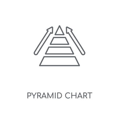 Piramit grafik doğrusal simgesi. Piramit grafiği kavramı kontur sembolü tasarım. İnce grafik öğeleri illüstrasyon, beyaz bir arka plan, eps 10 anahat desen vektör.