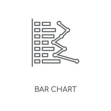 Çubuk grafik doğrusal simgesi. Çubuk grafik kavramı kontur sembolü tasarım. İnce grafik öğeleri illüstrasyon, beyaz bir arka plan, eps 10 anahat desen vektör.