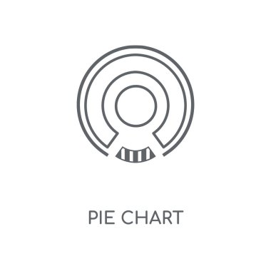 Pasta grafiği doğrusal simgesi. Pasta grafiği kavramı kontur sembolü tasarım. İnce grafik öğeleri illüstrasyon, beyaz bir arka plan, eps 10 anahat desen vektör.
