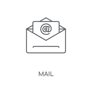 Posta doğrusal simgesi. Posta kavramı kontur sembolü tasarım. İnce grafik öğeleri illüstrasyon, beyaz bir arka plan, eps 10 anahat desen vektör.