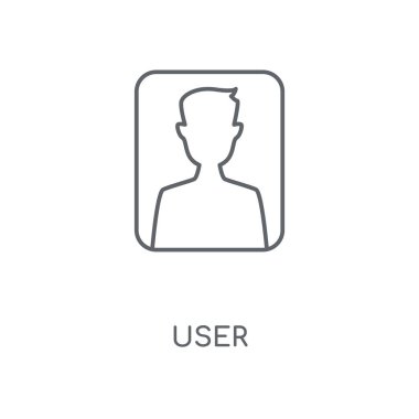 Kullanıcı doğrusal simgesi. Kullanıcı kavramı kontur sembol tasarımı. İnce grafik öğeleri illüstrasyon, beyaz bir arka plan, eps 10 anahat desen vektör.