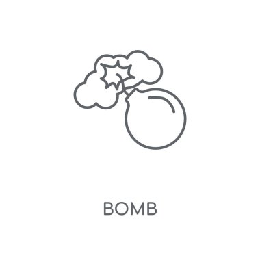 Bomba doğrusal simgesi. Bomba kavramı kontur sembolü tasarım. İnce grafik öğeleri illüstrasyon, beyaz bir arka plan, eps 10 anahat desen vektör.