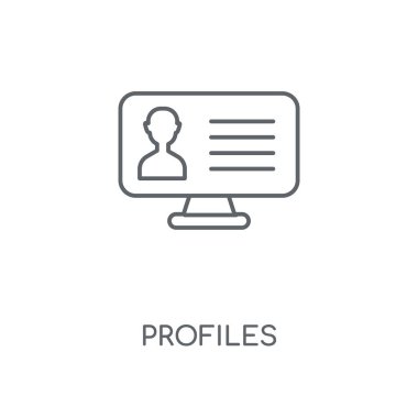 Profilleri doğrusal simgesi. Profilleri kavramı kontur sembolü tasarım. İnce grafik öğeleri illüstrasyon, beyaz bir arka plan, eps 10 anahat desen vektör.