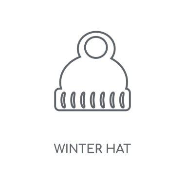 Kış şapka doğrusal simgesi. Kış şapka kavramı kontur sembolü tasarım. İnce grafik öğeleri illüstrasyon, beyaz bir arka plan, eps 10 anahat desen vektör.
