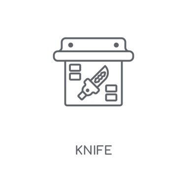 Bıçak doğrusal simgesi. Bıçak kavramı kontur sembolü tasarım. İnce grafik öğeleri illüstrasyon, beyaz bir arka plan, eps 10 anahat desen vektör.