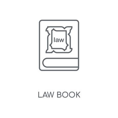 Hukuk Kitabı doğrusal simgesi. Hukuk kitap kavramı kontur sembol tasarımı. İnce grafik öğeleri illüstrasyon, beyaz bir arka plan, eps 10 anahat desen vektör.