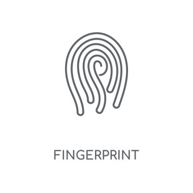 Parmak izi doğrusal simgesi. Kavramı kontur sembolü tasarım parmak izi. İnce grafik öğeleri illüstrasyon, beyaz bir arka plan, eps 10 anahat desen vektör.