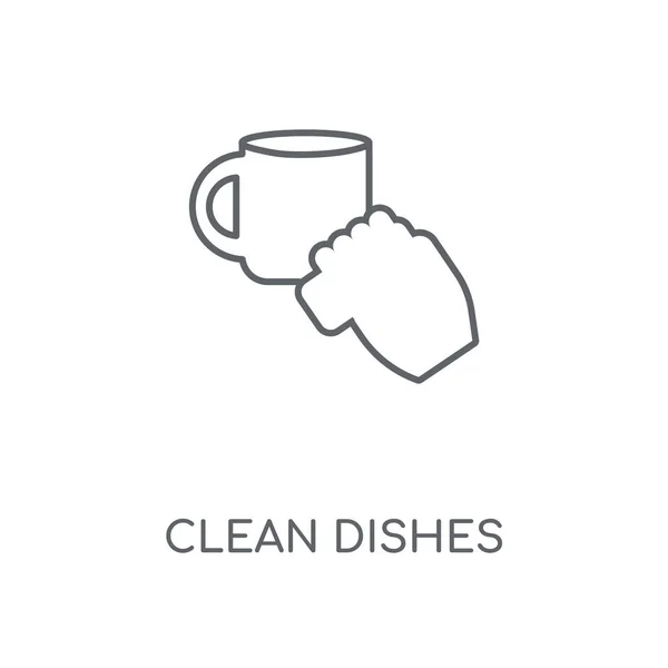 Clean Dishes Linear Icon Clean Dishes Concept Stroke Symbol Design — Stock Vector