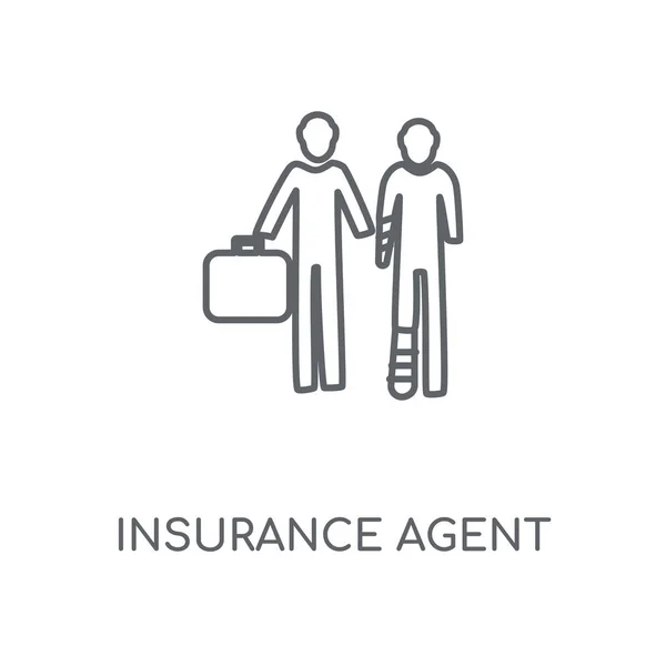 Insurance Agent Linear Icon Insurance Agent Concept Stroke Symbol Design — Stock Vector