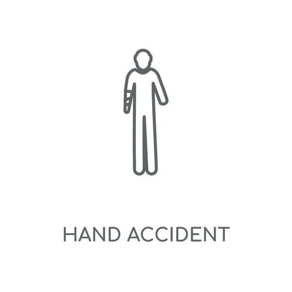 Accidente Mano Icono Lineal Mano Accidente Concepto Carrera Símbolo Diseño — Vector de stock