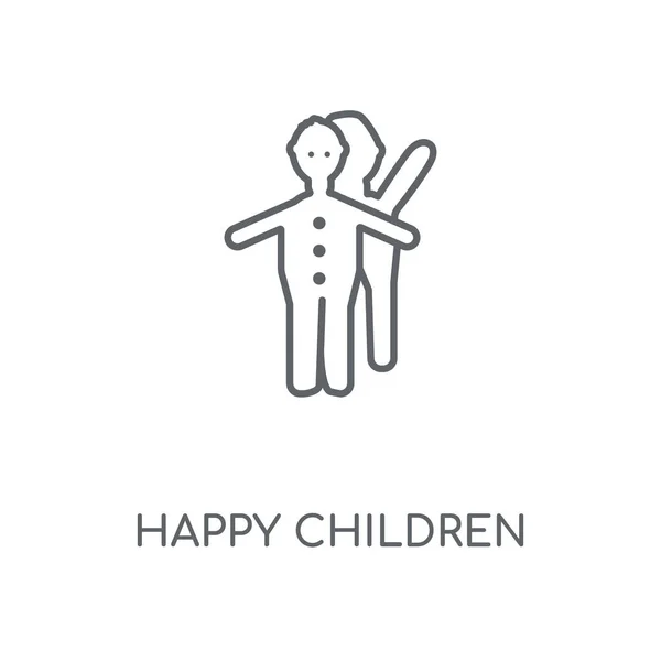 Szczęśliwy Dzieci Ikona Liniowej Szczęśliwy Dzieci Suwowy Symbol Koncepcja Cienkich — Wektor stockowy