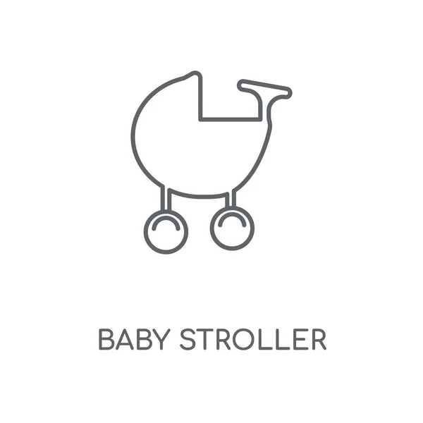 Baby Barnvagn Linjär Ikonen Baby Barnvagn Stroke Symbol Konceptdesign Tunn — Stock vektor