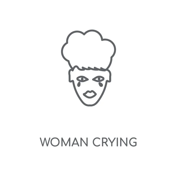 Woman Crying Linear Icon Woman Crying Concept Stroke Symbol Design — Stock Vector