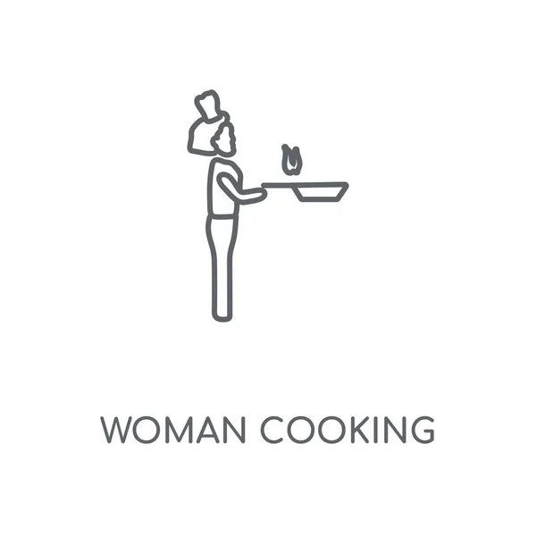 Mujer Cocinando Icono Lineal Mujer Concepto Cocina Trazo Símbolo Diseño — Vector de stock