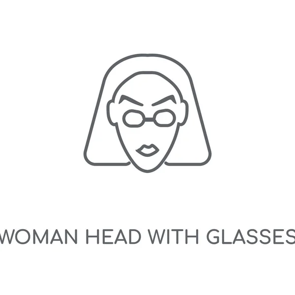 Donna Testa Con Occhiali Icona Lineare Donna Testa Con Occhiali — Vettoriale Stock
