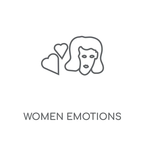 女性の感情の線形アイコン 女性の感情は ストローク シンボル デザインをコンセプト 薄いグラフィック要素ベクトル イラスト 白い背景 Eps の概要パターン — ストックベクタ