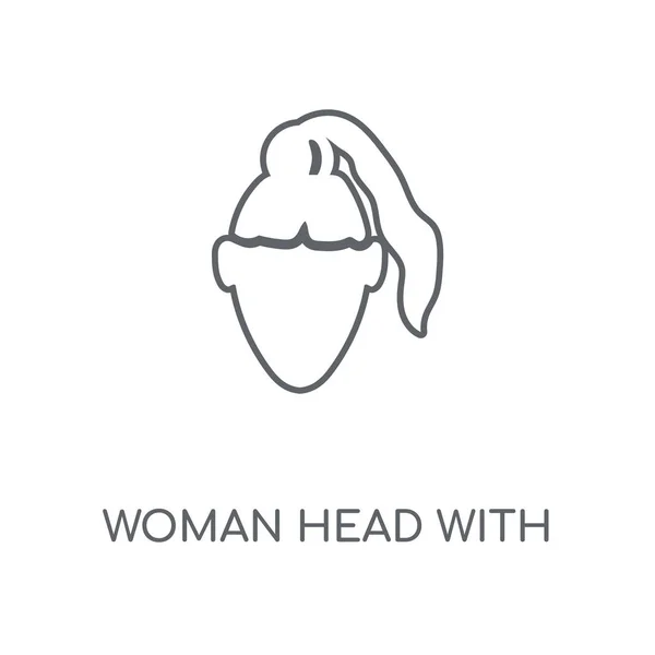 女人头与马尾线性图标 妇女头与马尾概念中风符号设计 薄的图形元素向量例证 在白色背景上的轮廓样式 Eps — 图库矢量图片