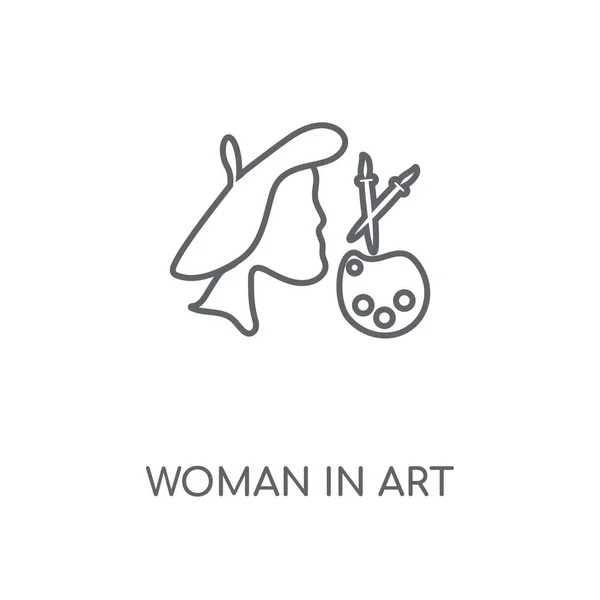 Ícone Linear Woman Art Desenho Símbolo Traço Conceito Mulher Arte — Vetor de Stock