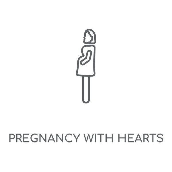 Pregnancy Hearts Linear Icon Pregnancy Hearts Concept Stroke Symbol Design — Stock Vector