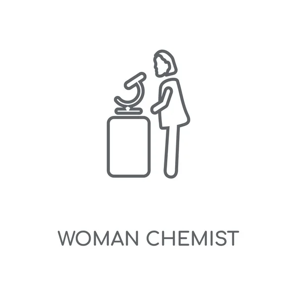 Woman Chemist Linear Icon Woman Chemist Concept Stroke Symbol Design — Stock Vector