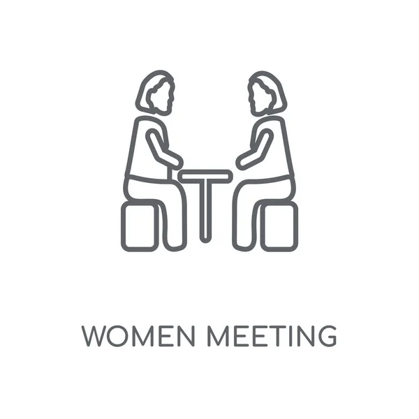 Mulheres Reunião Ícone Linear Mulheres Encontro Conceito Design Símbolo Acidente — Vetor de Stock