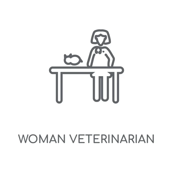 女兽医线性图标 女兽医概念笔画符号设计 薄的图形元素向量例证 在白色背景上的轮廓样式 Eps — 图库矢量图片