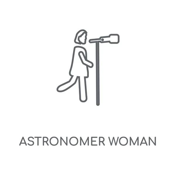 Astronom Žena Lineární Ikona Astronom Žena Koncept Tahu Symbol Design — Stockový vektor