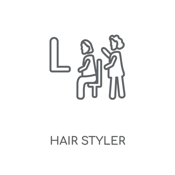 Haar Styler Lineaire Pictogram Haar Styler Beroerte Symbool Conceptontwerp Dunne — Stockvector