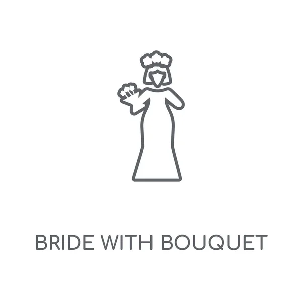 Braut Mit Strauß Lineares Symbol Braut Mit Bouquet Konzept Und — Stockvektor