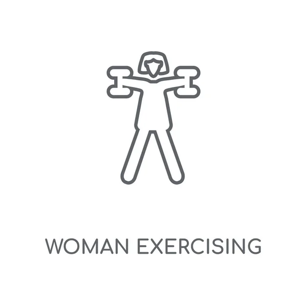 Ikon Linier Wanita Yang Berolahraga Woman Exercising Konsep Desain Simbol - Stok Vektor