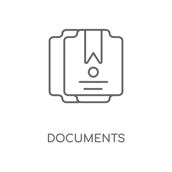 Documentos Ícone Linear Desenho Símbolo Curso Conceito Documentos Elementos Gráficos — Vetor de Stock