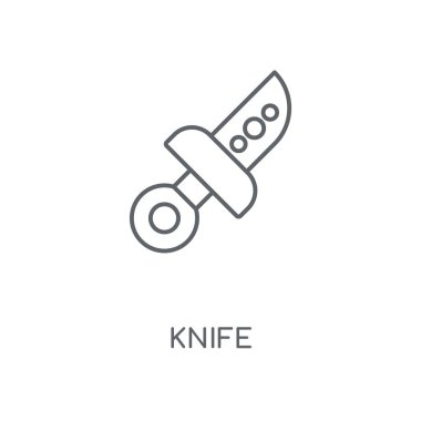 Bıçak doğrusal simgesi. Bıçak kavramı kontur sembolü tasarım. İnce grafik öğeleri illüstrasyon, beyaz bir arka plan, eps 10 anahat desen vektör.
