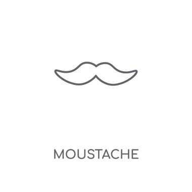 Bıyık doğrusal simgesi. Bıyık kavramı kontur sembolü tasarım. İnce grafik öğeleri illüstrasyon, beyaz bir arka plan, eps 10 anahat desen vektör.